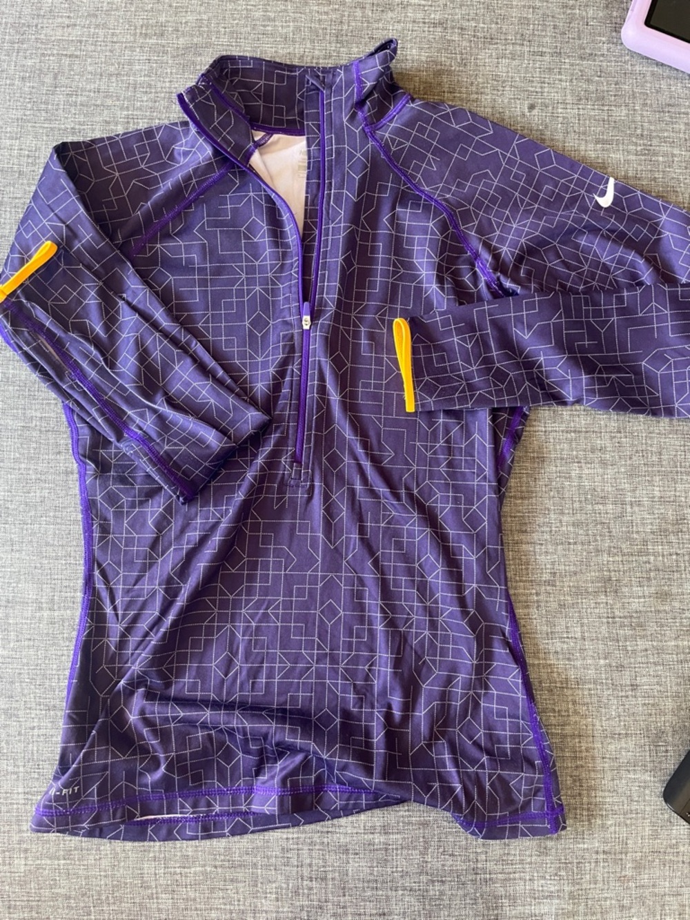 Nike Purple Geometric Half-Zip Pullover with Yellow Accents